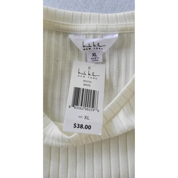 Nicole Miller‎ Women's Long Sleeve Ivory Pullover Flutter Accent Sweater Top XL - Picture 7 of 9